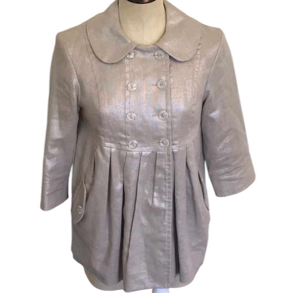 KENSIE Metallic Sheen Linen women’s three quarter sleeve shimmer coat SZ S event